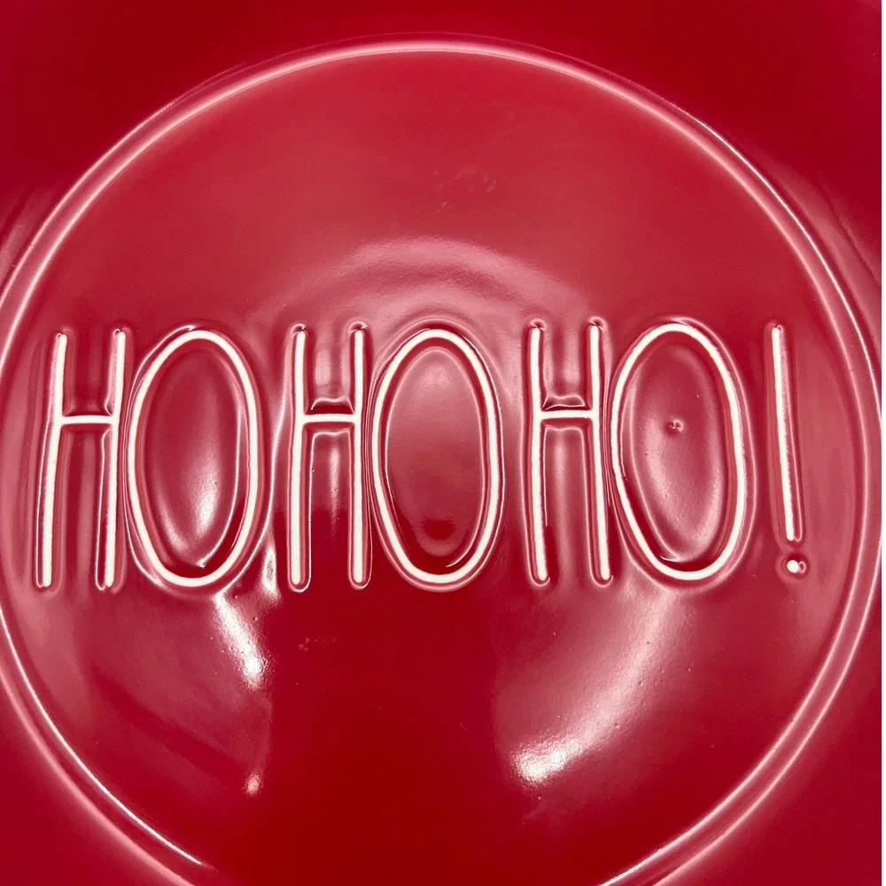 Rae Dunn Ho Ho Ho! Red Pie Plate 9 inches New With Tags Christmas Holiday Santa